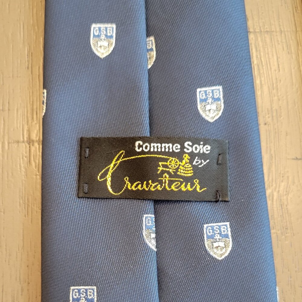 Cravateur Comme Soie Silk Dark Blue GSB Graduate School Design Men's Neck Tie - Picture 4 of 8